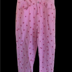 Shein Valentine’s Day mom jeans - pink with hearts